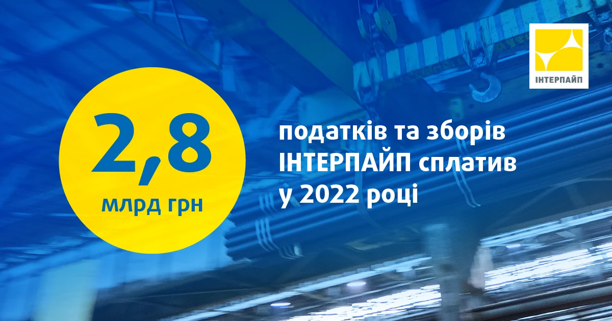 ІНТЕРПАЙП сплатив 2,8 млрд. грн. податків та зборів у 2022 році