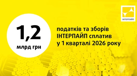 ІНТЕРПАЙП у 1 кварталі 2026 року сплатив 1,2 млрд грн податків та зборів